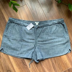 J Crew Factory 3” Chambray Drawstring Shorts Sz XL